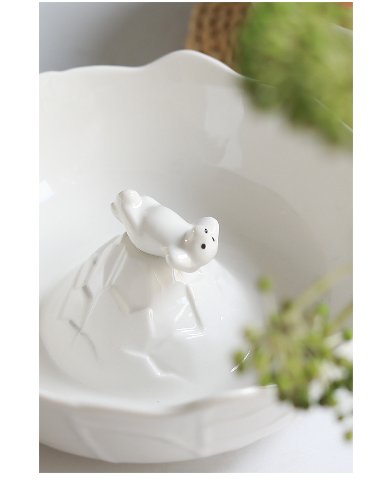 Northern wind polar bear ceramic fruit sweet dessert salad bowl creative three - dimensional animal snacks soup bowl