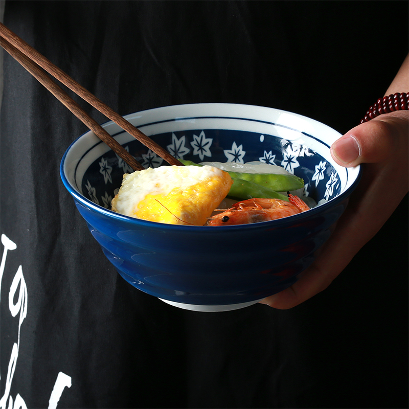 Tableware Japanese big rainbow such as bowl bowl mercifully rainbow such as use of household ceramic rice bowl salad bowl under the glaze color restoring ancient ways