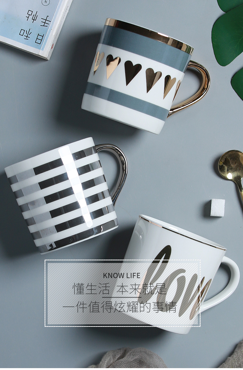 Jingdezhen Nordic gold paint ceramic keller of coffee cup cup milk for breakfast cup to send a cups