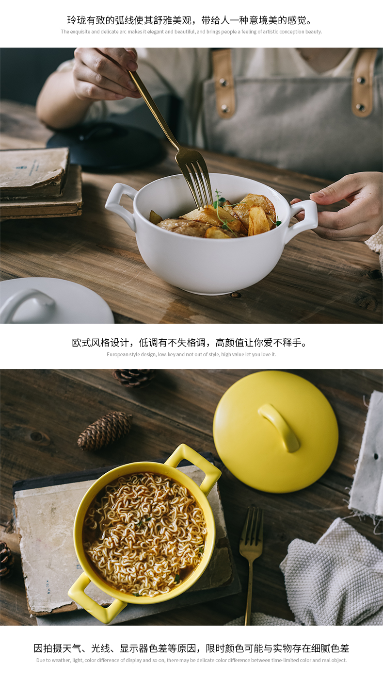 Northern wind ceramic rainbow such as bowl with cover mercifully matte enrolled salad bowl big bowl Japanese ramen ears fruit snack bowls