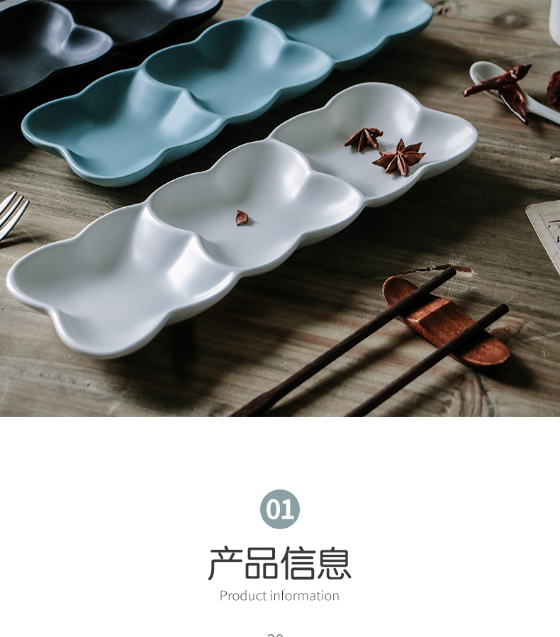 Pure white ceramic three plates Nordic sushi platter three creative space snacks snacks cold dish plate plate