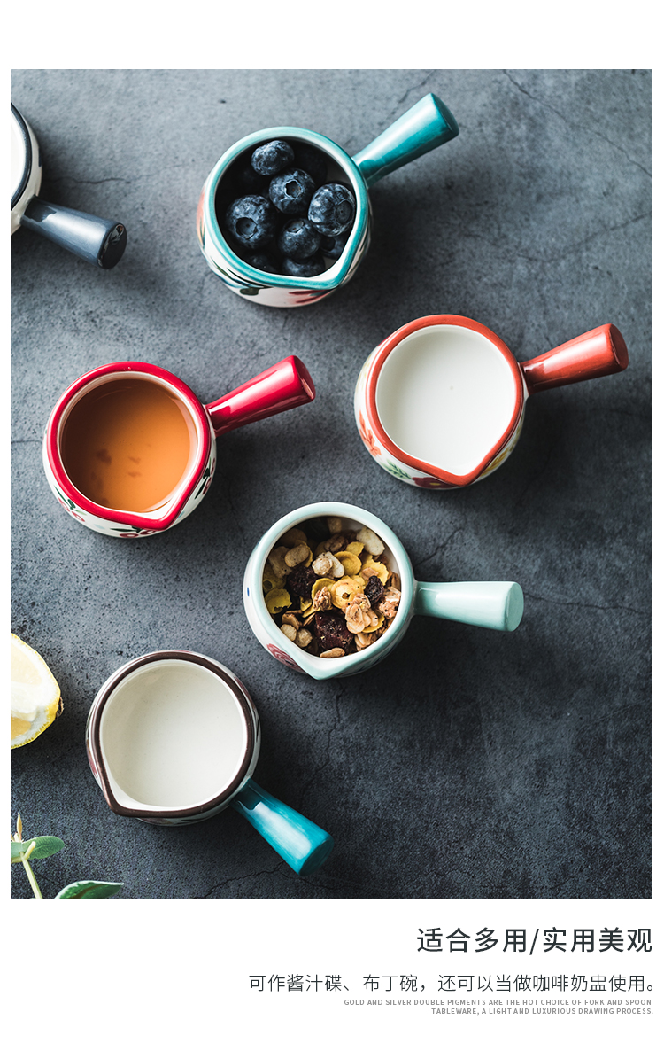 Japanese ceramics have the small milk pan handle milk pot of milk cup sauce dish flavor dishes tableware utensils large coffee for breakfast