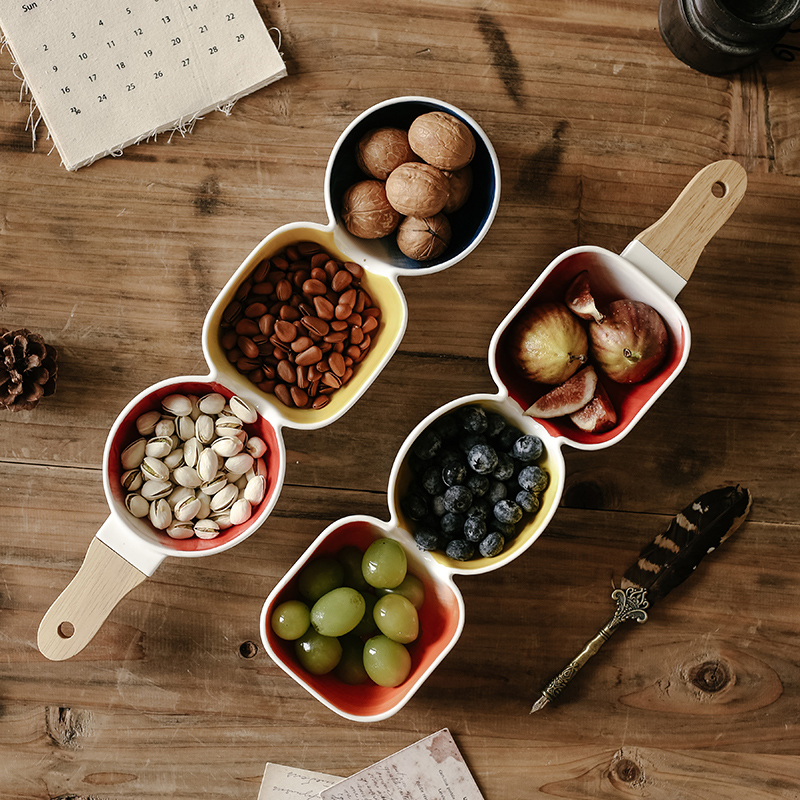 Northern wind household fruit snacks ceramic bowl bowl glaze color creative use points style salad bowl with the bowl
