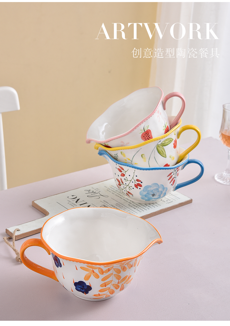 Mixing bowl for clay ceramic bowl with drainage expressions using with handles small home dozen dense eggs bowl of sweet baked pastry