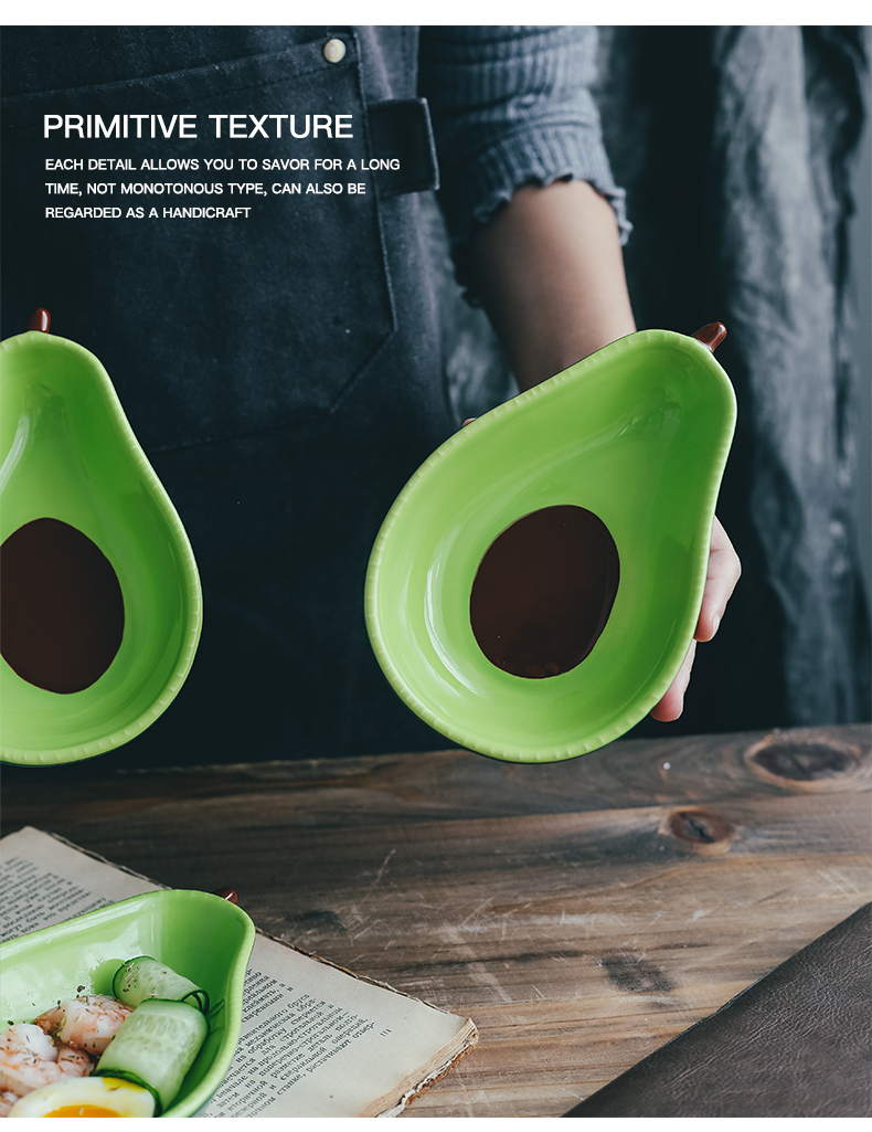 The Nordic idea but avocado ceramic bowl of fruit salad bowl snack plate children eat dessert bowl bowl web celebrity tableware