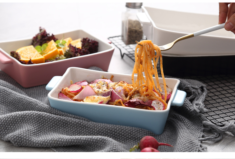 Baking series western - style grilled ceramic bowl ears pan oblong candy color pasta salad bowl dish cheese baked FanPan