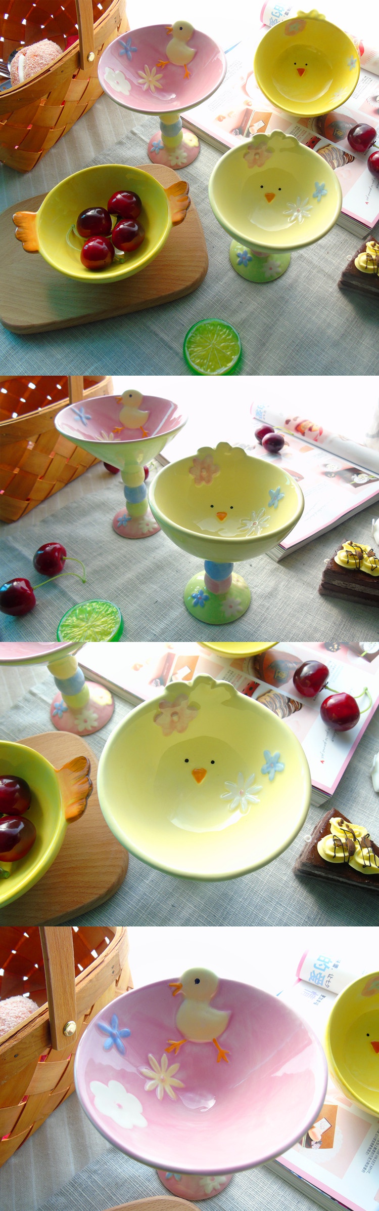 Jingdezhen ceramic fruit bowl of chicken lovely cartoon animals mark cup of snack dessert ice cream bowl