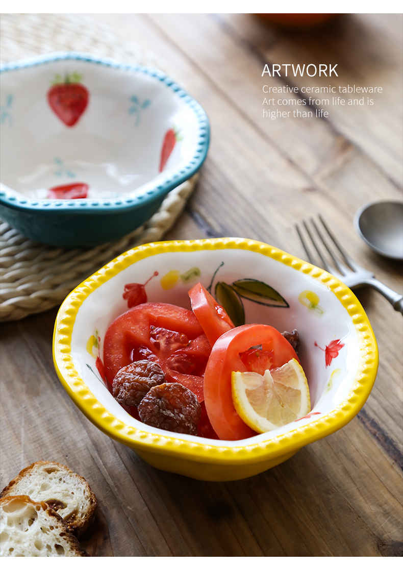 Northern wind ins hand - made lace ceramic bowl bowl noodles in soup bowl of microwave oven with lovely fruit salad bowl