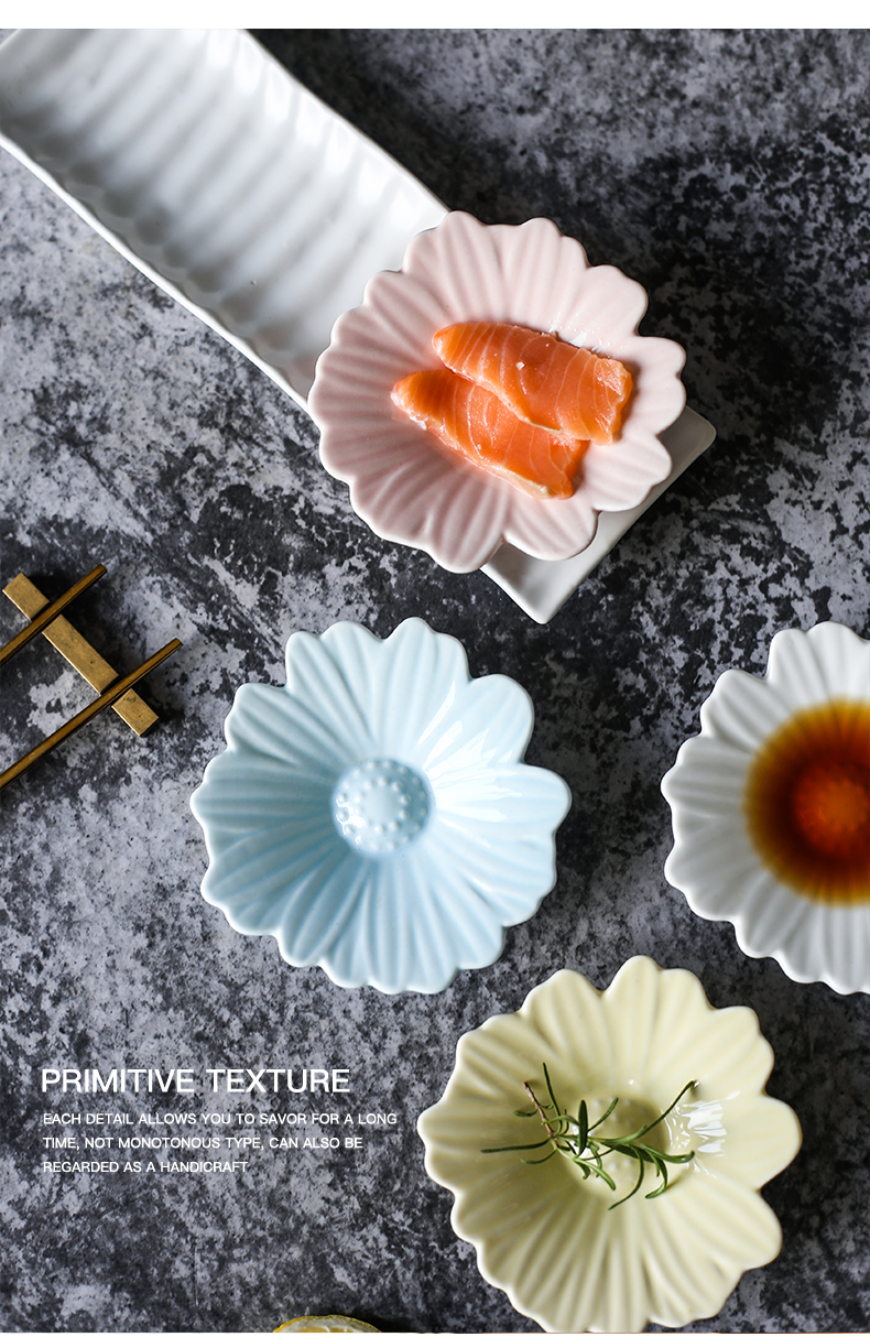 Jingdezhen Japanese - style fresh daisies little dish creative ceramic disc vinegar sauce dish flavor dishes snacks dim sum dishes