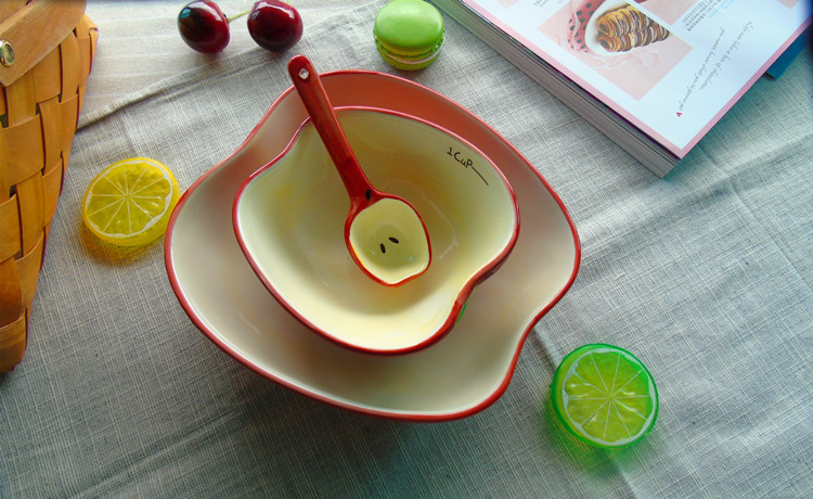 Japanese fruit watermelon ceramic tableware dishes suit household lovely creative move individual eat bowl dish the spoon