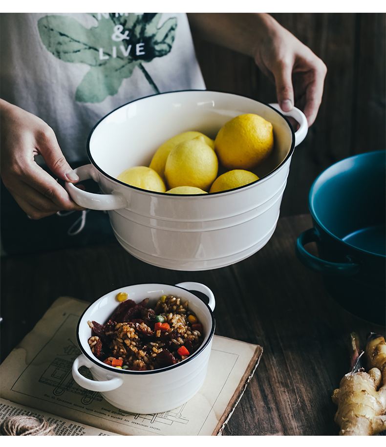 Northern wind under glaze color porcelain ear soup bowl salad bowl creative rainbow such use thick soup bowl Nordic breakfast bowl large soup bowl