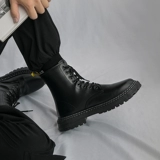 Martens, утепленные удерживающие тепло трендовые универсальные высокие сапоги для черной кожи, туфли в английском стиле, в британском стиле