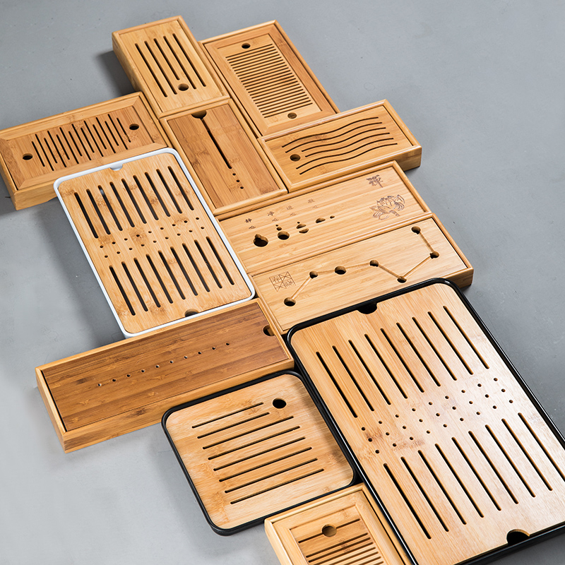 Art of bamboo tea tray was dry disk storage tray household contracted kung fu tea tea tea sea creative trumpet
