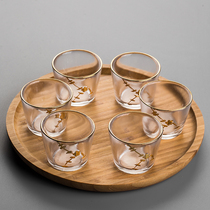 Small tea cup glass tea cup small mug 6 only qigong tea with transparent Japanese style small number home sketch tea drinking cup