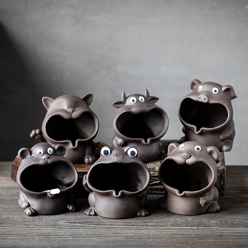 RenXin household receive purple sand tea pet furnishing articles double have the ashtray tea accessories boutique tea furnishing articles