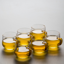 Small teacup Heat-resistant glass small cup 6 Kung Fu tea cups with handle Tea master cup Japanese small household
