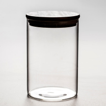 Tea cans Glass sealed transparent household kitchen large wooden lid Small whole grain storage cans tea cans