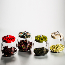 Tea jar glass sealed transparent household small grain grain storage tank tea tank kitchen large with lid