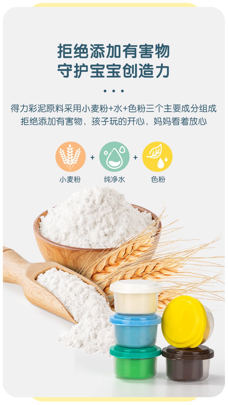 Пластилин 【蒸笼机】得力面条机玩具套装彩泥无毒儿童食品级橡皮泥女孩 Deli