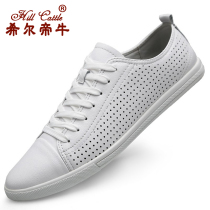 Genuine leather breathable small white shoes mens board shoes genuine leather white leather shoes students 100 hitch sports casual leather shoes Inn mens shoes