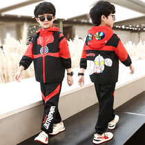 Boys spring suit 2021 new foreign-style childrens sports two-piece children Korean version of Altman Spring and Autumn