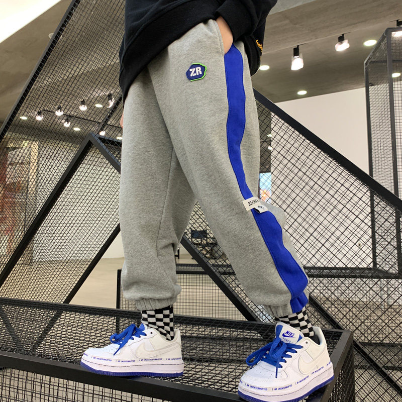 Boys pants spring and autumn model 2021 new children's casual thick cotton pants spring pants in the tide of large children's foreign sports pants