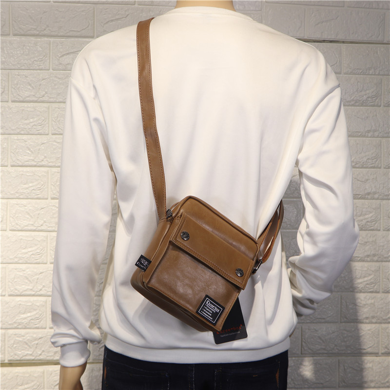 Hong Kong IT tide brand vertical men's shoulder bag genuine leather Korean version crossbody bag fashion youth mobile phone bag men's bag