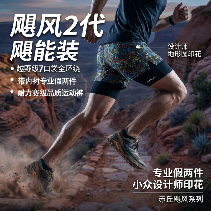 Professional Running Shorts for Men, Two-In-One Design, Anti-Chafing, Anti-Exposure, with Inner Lining, Phone Pocket, Multiple Pockets, Marathon and Trail Running Shorts
