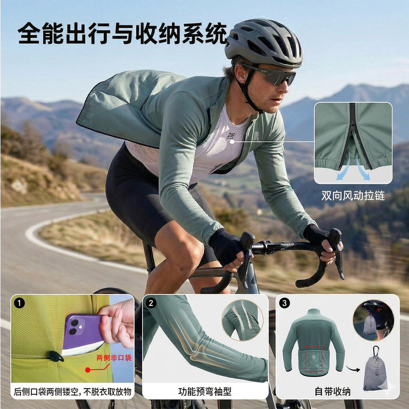 Cycling Jacket Autumn New Style Long-Sleeved Unisex Professional Waterproof and Windproof Storage-Type Cycling Clothing and Pants