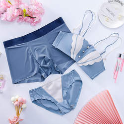 Couple underwear and underwear set, three-piece set, couple style with bra, lace style underwear, sexy, transparent, simple pair
