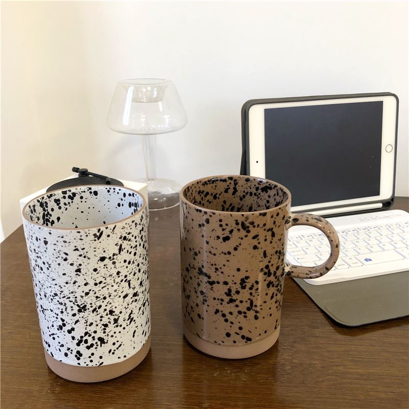 South Korean ins Japanese splash ink restoring ancient ways to design high - capacity coffee cup milk cup ceramic cup cup picking cups