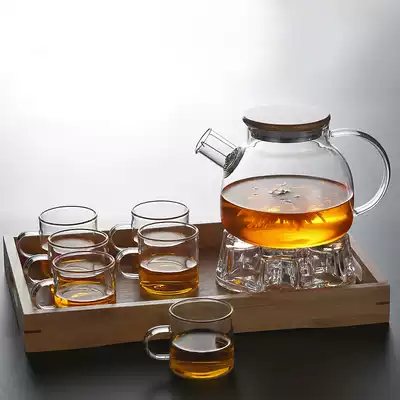 Transparent glass teapot Fruit pot can be heated to cook teapot large capacity summer cold water pot white open cup household