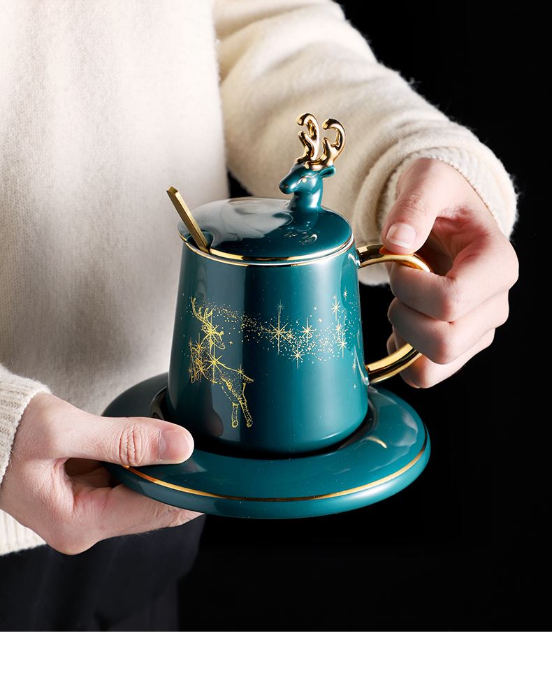 Delicate web celebrity empresa Nordic light small key-2 luxury European - style key-2 luxury ceramic coffee cup high - grade tea tea set