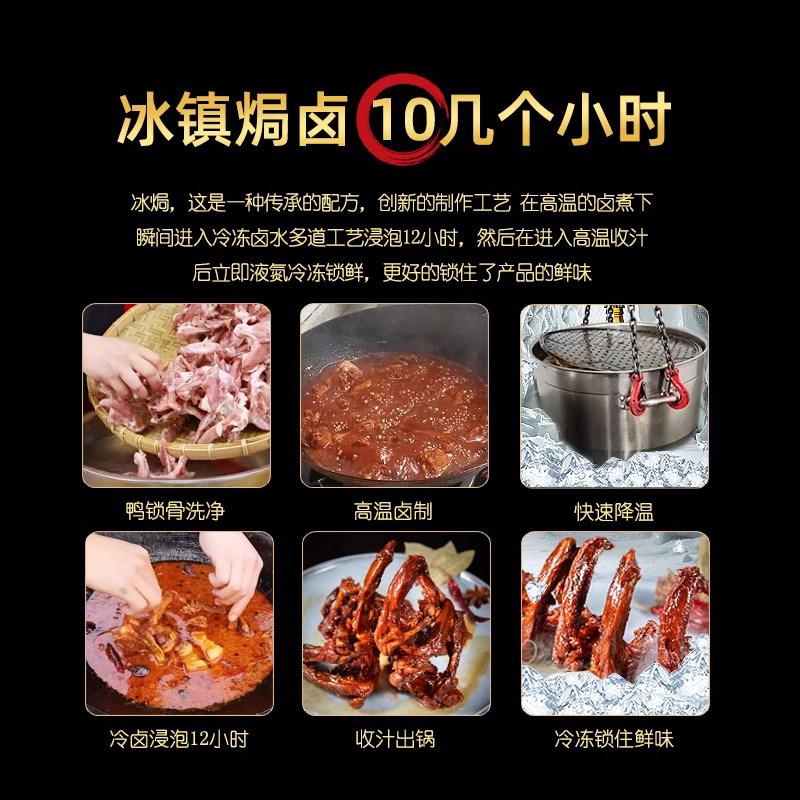 Ice-Cooked Honey-Glazed Duck Collarbone Snacks, Casual Food, Duck Bones, Duck Collarbone Braised Food, Ready-To-Eat Vacuum-Packed