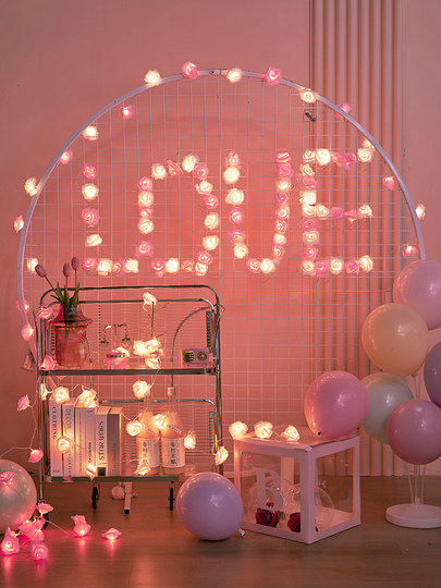 Romantic rose flower lights flashing string lights trunk proposal interior decoration surprise atmosphere light birthday decoration