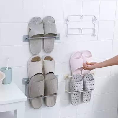 Bathroom trailer rack wall-mounted dormitory shoes storage artifact powder room non-perforated shoe rack toilet rack