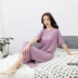 Summer Modal nightdress nữ mùa hè Phiên bản Hàn Quốc lỏng dài trên đầu gối nữ sinh viên váy ngủ cotton dài tay áo ngủ - Đêm đầm