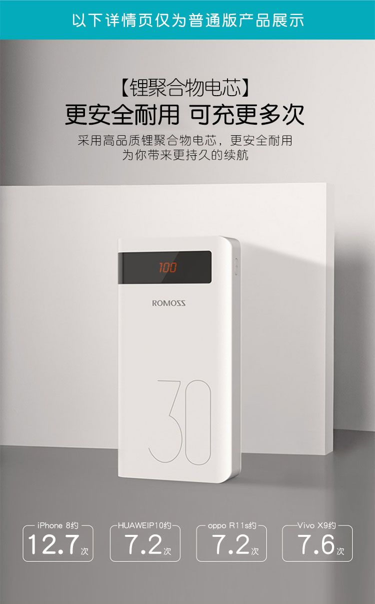 ROMOSS / Luoma Shi Bảo 30.000 mA sạc dung lượng cao di động phổ biến điện thoại di động 30.000 Typec hai chiều sạc nhanh điện thoại sạc phổ quát và đèn flash ảnh tùy chỉnh thiết kế logo chữ - Ngân hàng điện thoại di động cuc sac du phong