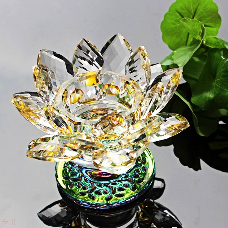 Colorful crystal lotus lamps bright tea wax glass lotus candlestick lamp lamp with candlestick