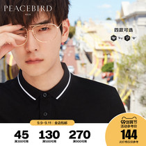 Taiping Bird Mens Ole summer bee embroidered polo shirt lapel shirt Korean version black short sleeve Paul shirt