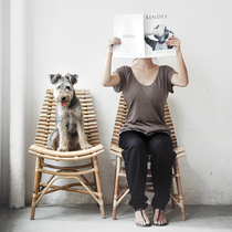 Real Rattan Chair Balcony Weaved Home Single Sun Light Room Tenché Casual Chair Sub Coffee Chair Creative Adult Dining Chair