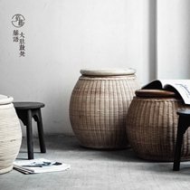 Juku Cane Brief Modern Rattan handmade Manau rattan balcony containing storage stools Home Living room Table Stool