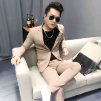 Bộ đồ nam triều 2018 set đồ hai dây nam phiên bản Hàn Quốc của kiểu tóc tự dưỡng kiểu hộp đêm phù hợp với nam vest nam đẹp