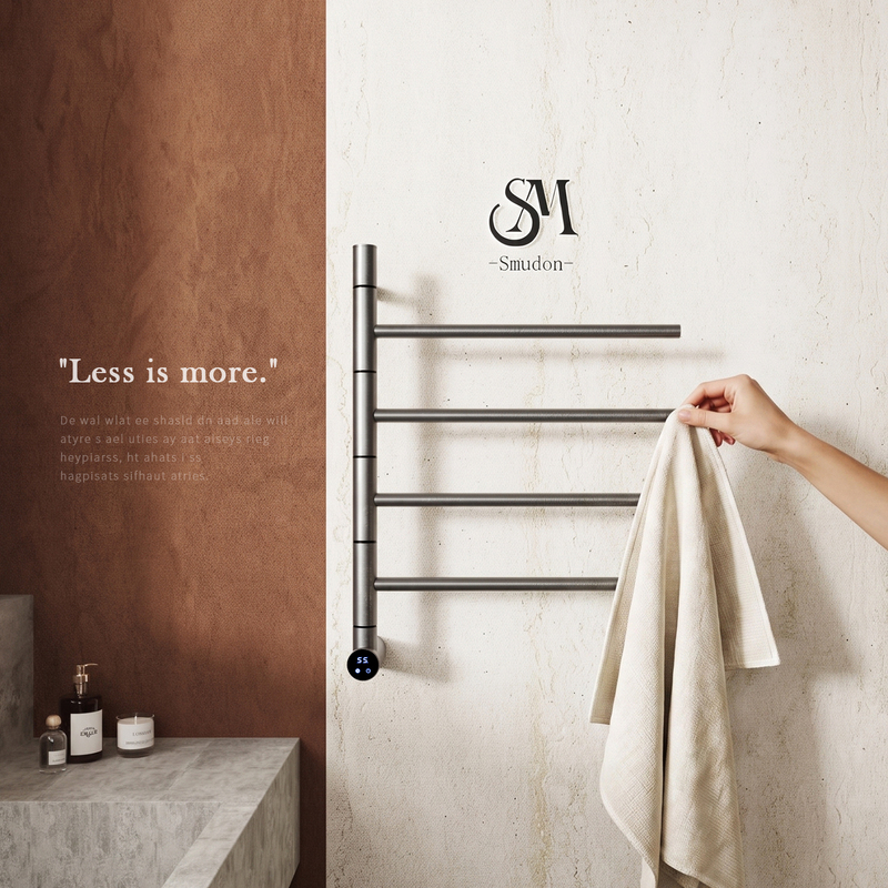 Smutin Electric Towel Rack with Rotatable Movable Rod, Concealed Carbon Fiber Heating and Drying for Bathroom and Home Use