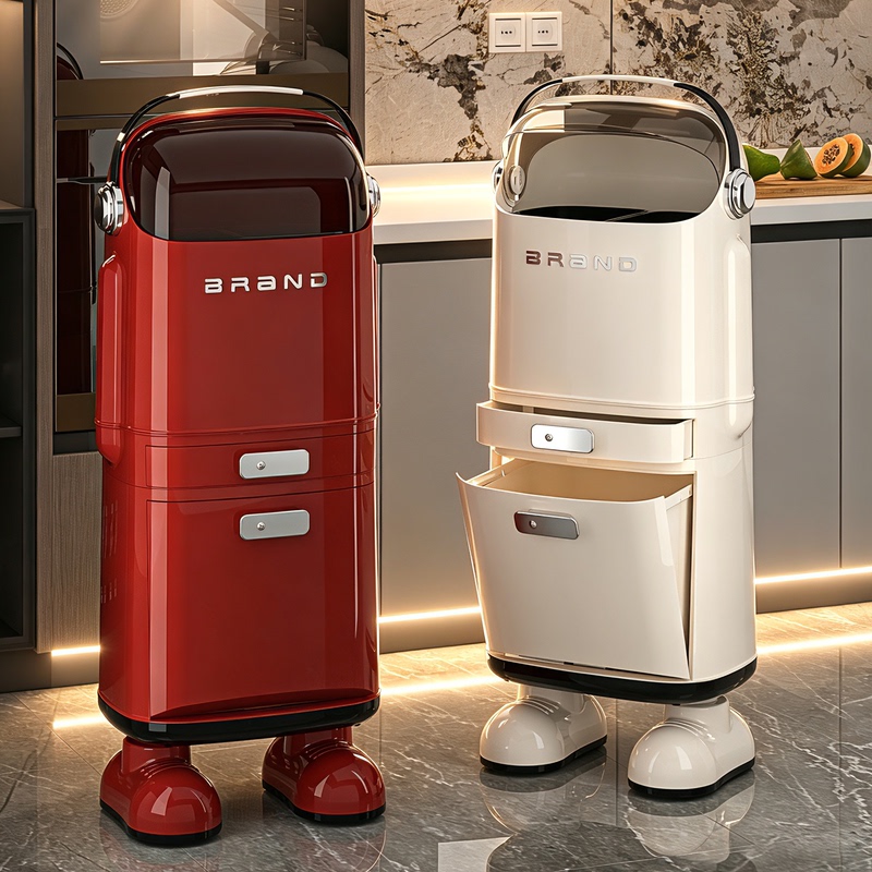 Kitchen Trash Can for Home Use, Large Capacity, Sliding Lid, Tall Model, No Need to Bend Over, Multifunctional Sorting Storage Bin