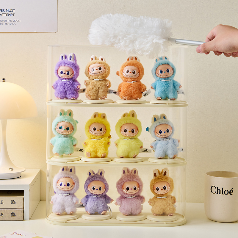 Heart password labubu figure storage box labubu pendant transparent protective cover blind box storage display cabinet