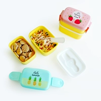 Mini Bento Box Cartoon Dễ thương Sinh viên Hộp trái cây Lò vi sóng Nhựa Hai lớp Công suất nhỏ Hộp ăn trưa - Hộp cơm điện sưởi ấm hộp cơm điện chefman