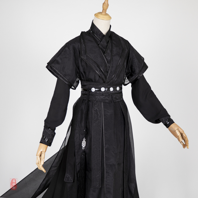 Ruoshuifang Original Black Ancient-Style Men's Costume, Black Water-Sinking Ship, He Xuan, Gu Yun Cosplay, Men's Ink-Burning Performance Swordsman