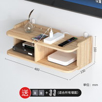 Solid wood wall non-perforated TV set-top box router shelf bedside shelf projector wall partition