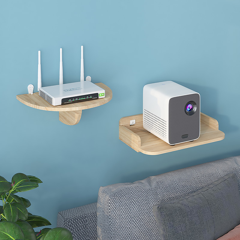 Solid wood wall free of punching router Shelf Wall-mounted Headboard In-box Containing Placement Rack Projector Holder